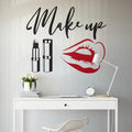 Buy 1-Get 1 free Make Up Wall Art for Salon Black and Red lips