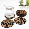 Beautiful Textured Laser Cut Tea Coffee and Glass Coaster / Mat Set of for Kitchen Home and Office - Wooden Coaster